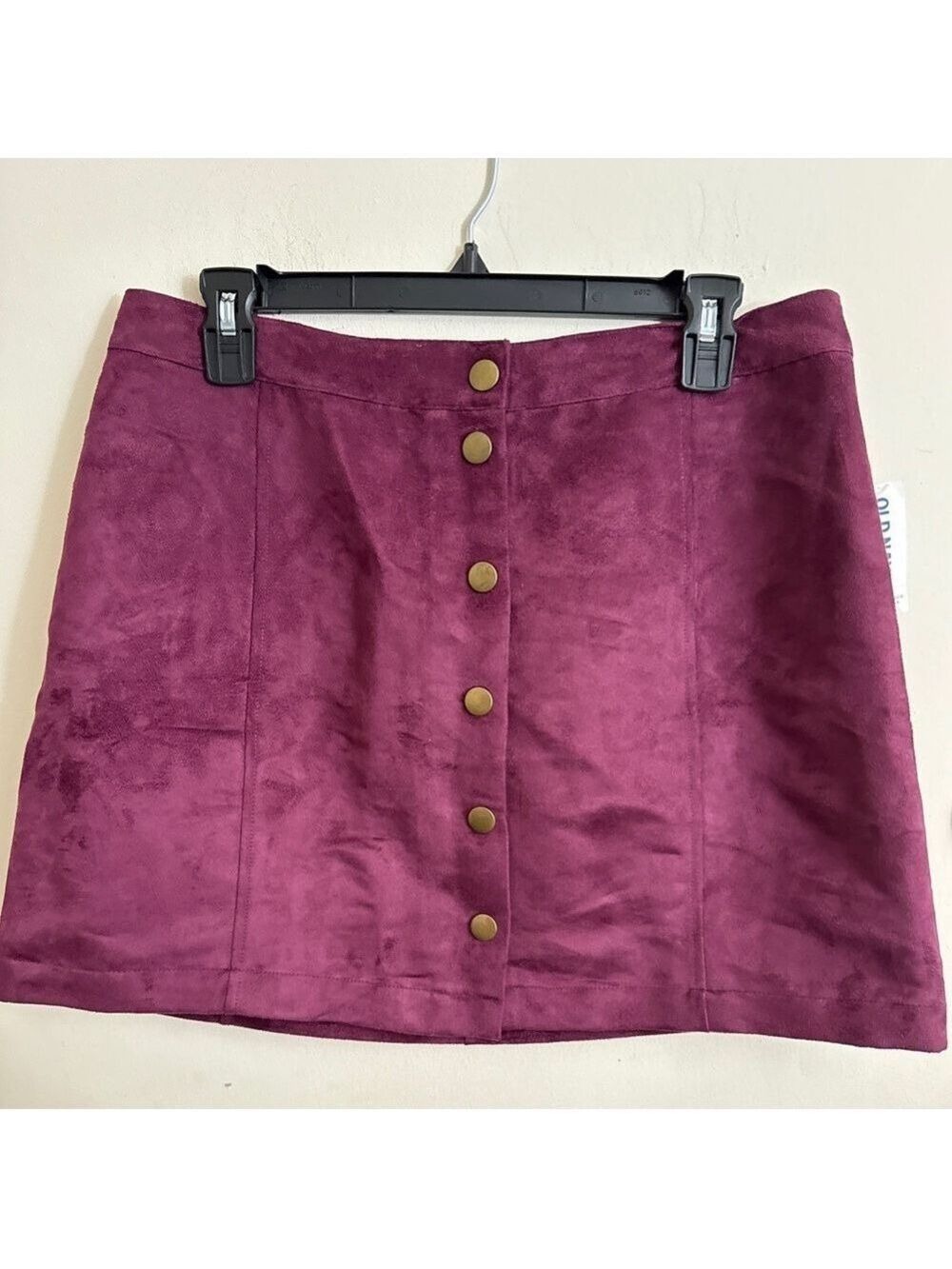 Old Navy Purple Vegan Suede Button Up A-Line Skirt Retro 70s Western Size 8 NWT
